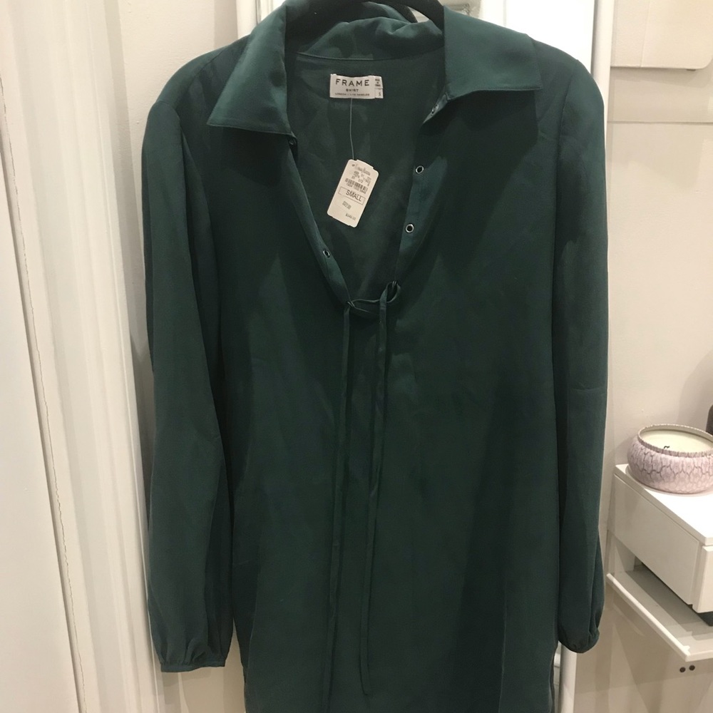 FRAME Shirt silk turquoise dress